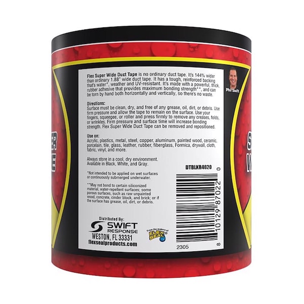 Flex Seal Flex Seal Family of Products Flex Super Wide Duct Tape 4.6 in. W X 20 ft. L Black Duct Tape - DTBLKR4620