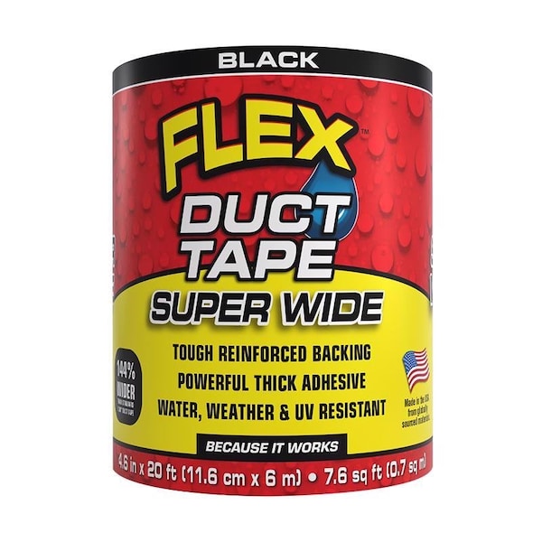 Flex Seal Flex Seal Family of Products Flex Super Wide Duct Tape 4.6 in. W X 20 ft. L Black Duct Tape - DTBLKR4620