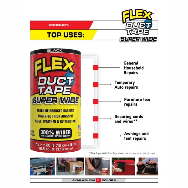 Flex Seal Flex Seal Family of Products Flex Super Wide Duct Tape 4.6 in. W X 20 ft. L Black Duct Tape - DTBLKR4620