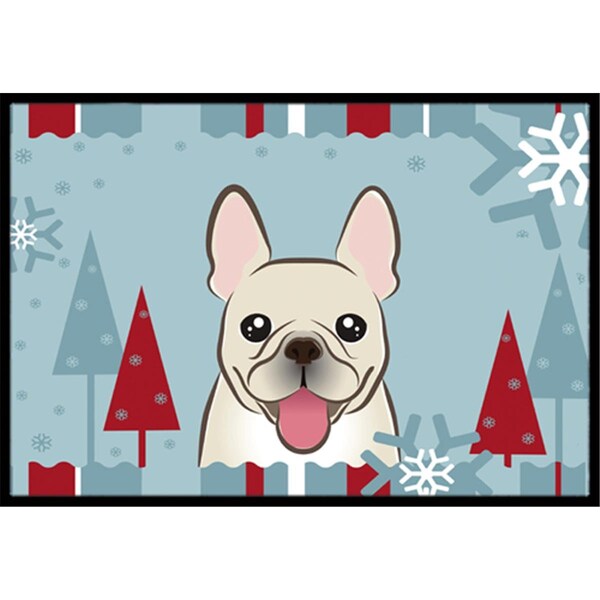 Carolines Treasures Winter Holiday French Bulldog Indoor and Outdoor Mat- 24 x 36 in. - BB1734JMAT