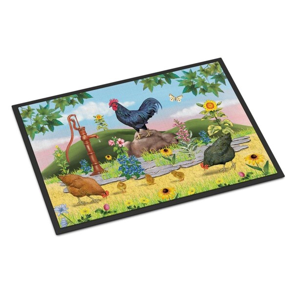 Jensendistributionservices 18 x 27 in. Rooster & Water Pump Indoor or Outdoor Mat - MI2553245