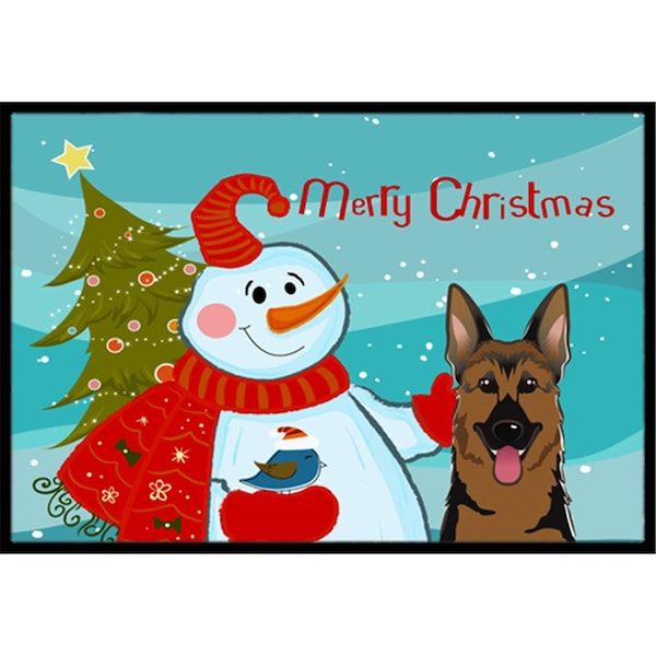 Carolines Treasures Snowman With German Shepherd Indoor and Outdoor Mat- 24 x 36 in. - BB1831JMAT
