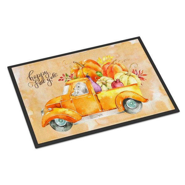 Carolines Treasures 18 x 27 in. Fall Harvest White Poodle Indoor or Outdoor Mat - CK2678MAT