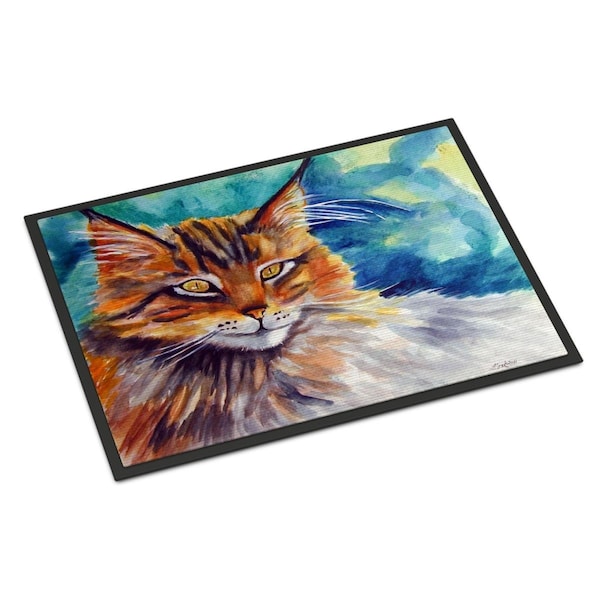 Carolines Treasures 18 x 27 in. Maine Coon Cat Watching you Indoor or Outdoor Mat - 7421MAT