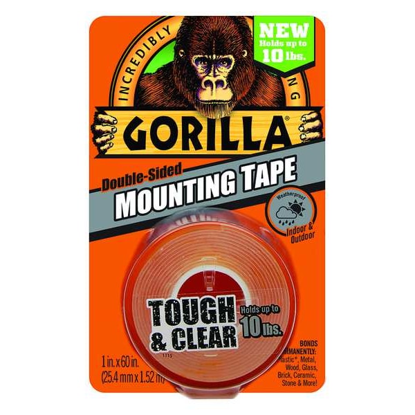 Gorilla Glue Double-Sided Foam Tape, 1 in W, 1 11/16 yd L, 1/32 in, Acrylic Foam, Double-Sided - 6065001