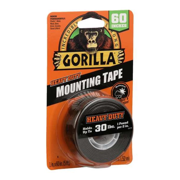 Gorilla Glue Double-Sided Foam Mounting Tape, 1 in W, 1 11/16 yd L, 1/16 in, Acrylic Foam, Double-Sided - 6055002