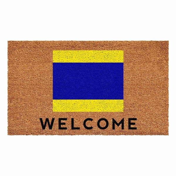 Calloway Mills Personalized Door Mat, Blue, Yellow, Black, Natural, 24 in W x 48 in L - 108122448D