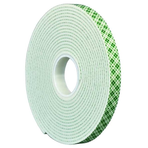 3M Double-Sided Foam Tape, 1 in W, 5 yd L, 1/8 in, Polyurethane Foam, Double-Sided - 4008