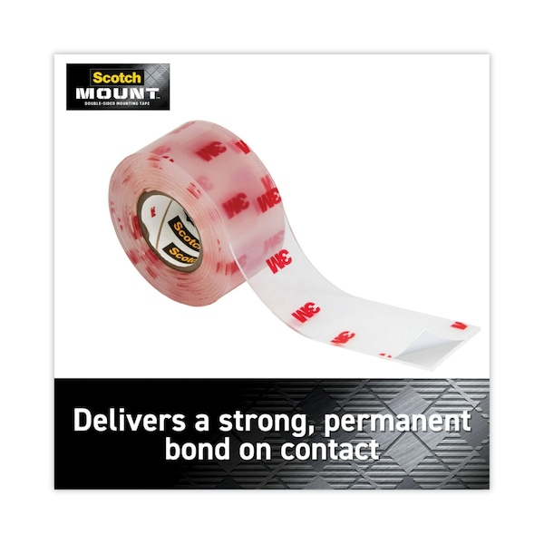 Scotch 2-Sided Mounting Tape, Industrial Strength, 1" x 60", Clear/Red Liner - 410P