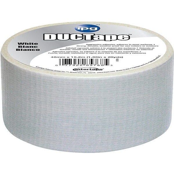 Intertape Duct Tape, 20 yd L, 188 in W, PolyethyleneCoated Cloth Backing, White - 6720WHT