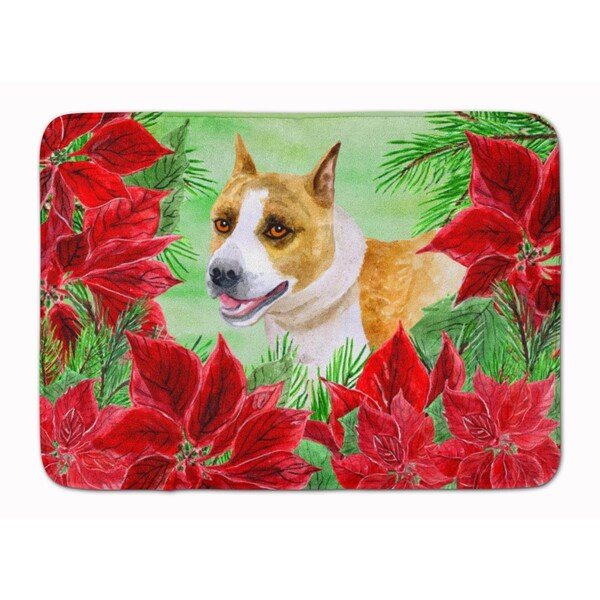 Carolines Treasures American Staffordshire Poinsettas Machine Washable Memory Foam Mat - CK1293RUG