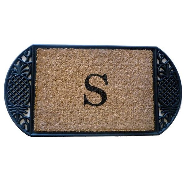 Geo Crafts Geo Crafts G227 Pineapple 18 x 36 in. Tuffcor Doormat with Pineapple Border - S Monogram - G227 PINEAPPLE