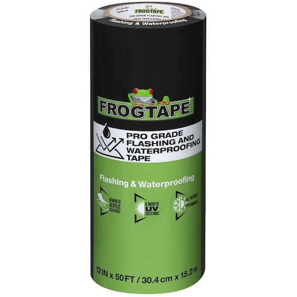 Frogtape Flashing Tape, 50 ft L, 12 in W, Black, Acrylic Adhesive - 105727