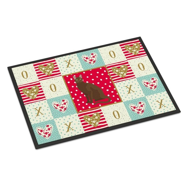 Carolines Treasures 18 x 27 in. Havana Brown Cat Love Indoor or Outdoor Mat - CK5764MAT