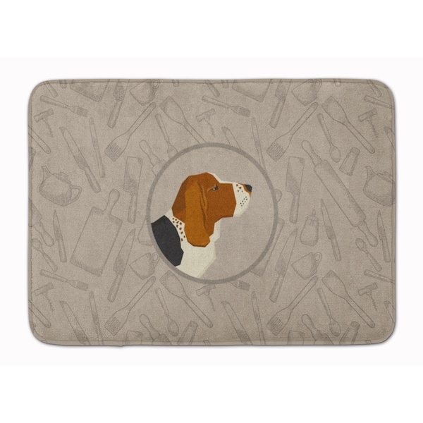 Carolines Treasures Basset Hound in the Kitchen Machine Washable Memory Foam Mat - CK2165RUG