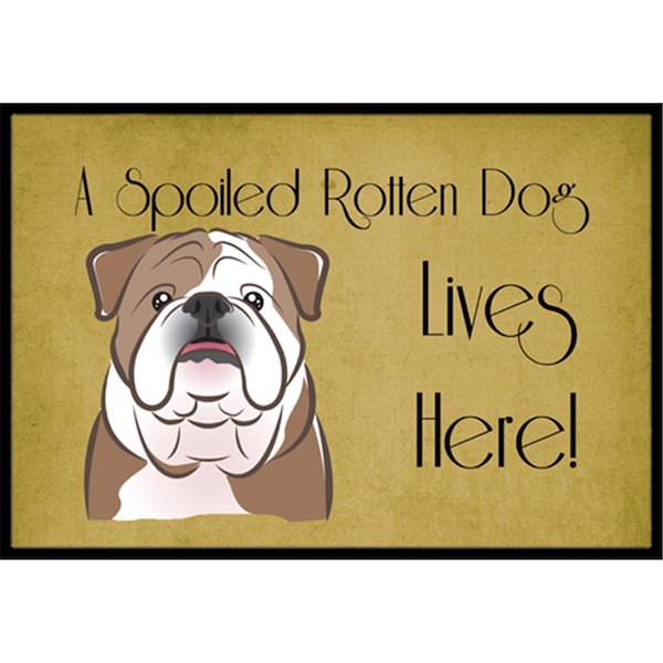 Carolines Treasures English Bulldog Spoiled Dog Lives Here Indoor & Outdoor Mat, 18 x 27 in. - CA77454