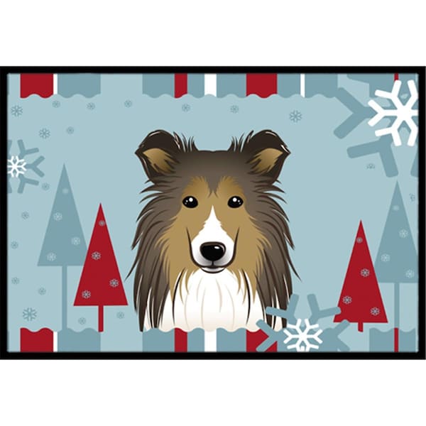 Carolines Treasures Winter Holiday Sheltie Indoor and Outdoor Mat- 18 x 27 in. - BB1738MAT