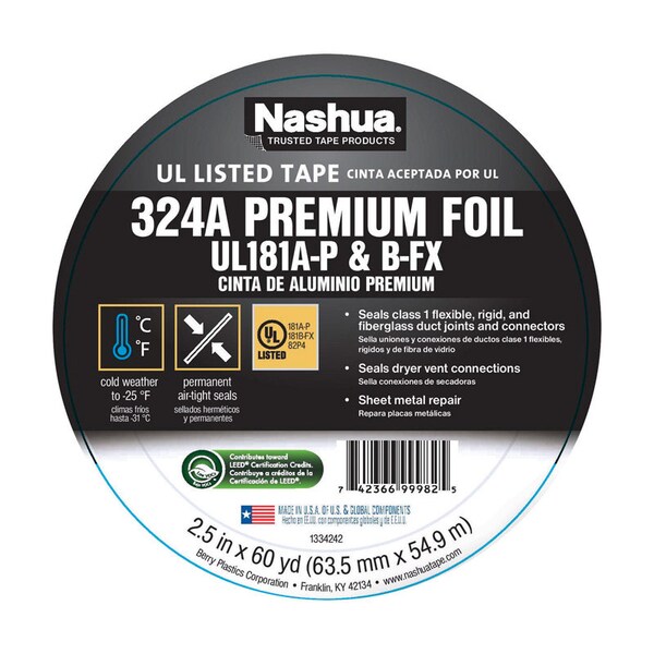 Nashua Nashua Premium 2.5 in. W X 60 yd L Silver Foil Tape - 1542698