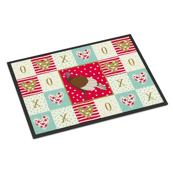Carolines Treasures 24 x 36 in. Bourbon Red Turkey Hen Love Indoor or Outdoor Mat - CK5409JMAT