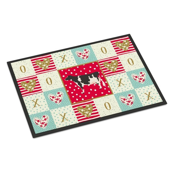 Carolines Treasures 24 x 36 in. Holstein Cow Love Indoor or Outdoor Mat - CK5249JMAT