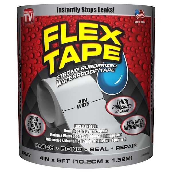 Flex Seal Repair Tape, 5 ft L, 4 in W, Gray - TFSGRYR0405