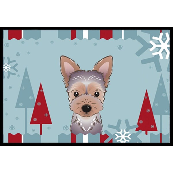 Carolines Treasures Winter Holiday Yorkie Puppy Indoor and Outdoor Mat- 24 x 36 in. - BB1728JMAT
