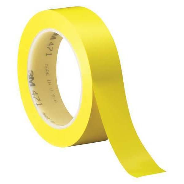 3M Vinyl Tape, 5.2 Mil, 1"x36 yds., Yellow, PK6 - T9654716PKY