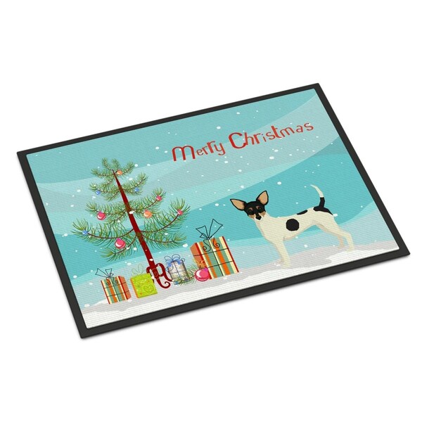 Carolines Treasures 24 x 36 in. Toy Fox Terrier Christmas Tree Indoor or Outdoor Mat - CK3567JMAT