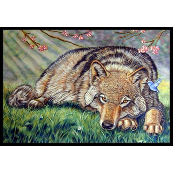 Carolines Treasures Wolf And Hummingbird Indoor and Outdoor Mat- 18 x 27 in. - 7356MAT