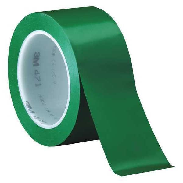 3M Vinyl Tape, 5.2 Mil, 2"x36 yds., Green, PK3 - T9674713PKG
