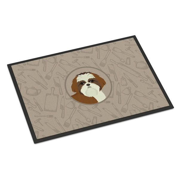 Carolines Treasures 24 x 36 in. Shih Tzu in the Kitchen Indoor or Outdoor Mat - CK2210JMAT