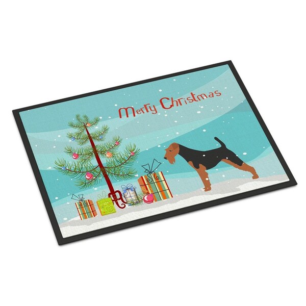 Carolines Treasures Airedale Terrier Merry Christmas Tree Indoor or Outdoor Mat 18x27 - BB2975MAT