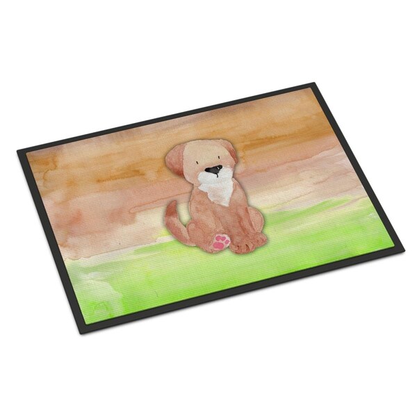 Carolines Treasures 18 x 27 in. Dog Green & Brown Watercolor Indoor or Outdoor Mat - BB7360MAT