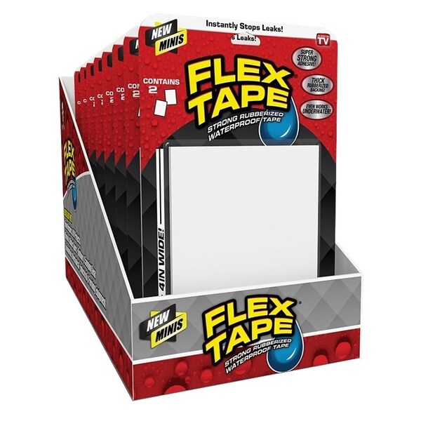 Flex Tape Mini Duct Tape, 4 in L, 3 in W, Plastic Backing, White - TFSWHTMINI