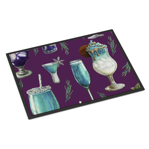 Carolines Treasures Drinks and Cocktails Purple Indoor or Outdoor Mat, 24 x 36 in. - BB5204JMAT