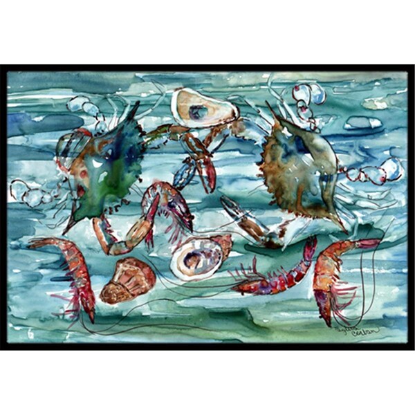 Carolines Treasures Crabs- Shrimp And Oysters In Water Indoor and Outdoor Mat- 18 x 27 in. - 8944MAT