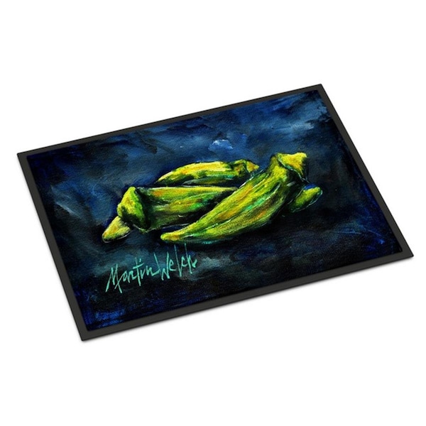 Carolines Treasures Okra Bleu Indoor or Outdoor Mat, 24 x 36 in. - MW1229JMAT