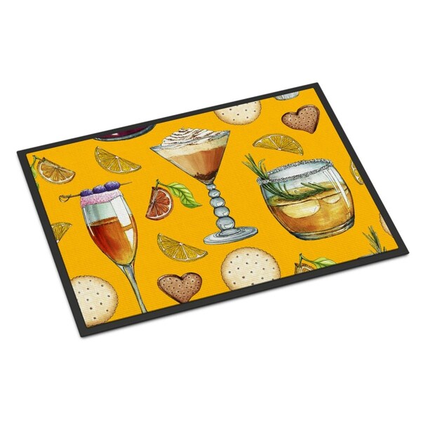 Carolines Treasures Drinks and Cocktails Gold Indoor or Outdoor Mat, 24 x 36 in. - BB5202JMAT