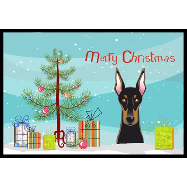 Carolines Treasures Christmas Tree and Doberman Indoor or Outdoor Mat- 18 x 27 - BB1617MAT