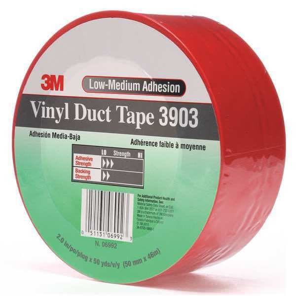 3M Duct Tape, 2 In x 50 yd, 6.5 mil, Red, Vinyl - 3903