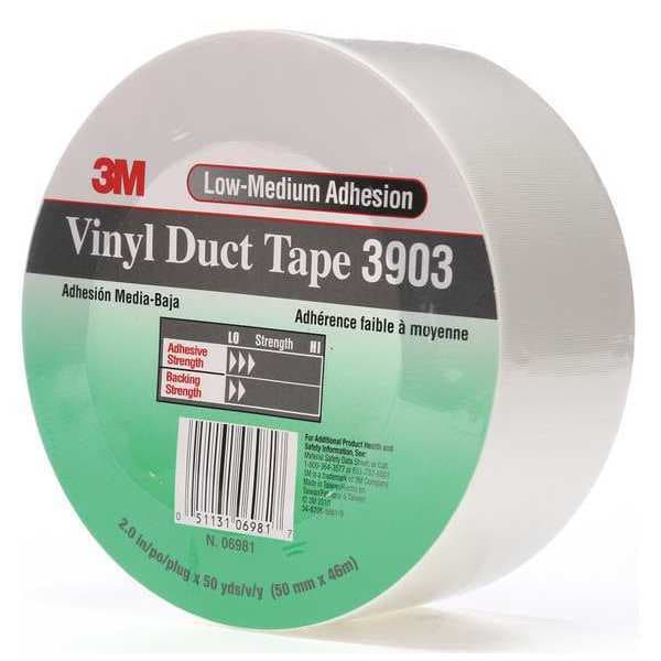 3M Duct Tape, 2 x 50 yd, 6.5 mil, White, Vinyl - 3903