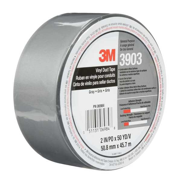 3M Duct Tape, 2 x 50 yd, 6.5 mil, Gray, Vinyl - 3903