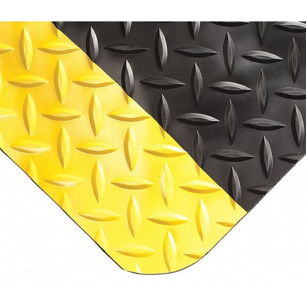 Wearwell Anti-Fatigue Mat, PVC Surface, Diamond Plate, Beveled Edge, 3 ft. L x 2 ft. W, 1 in. Thick - 497