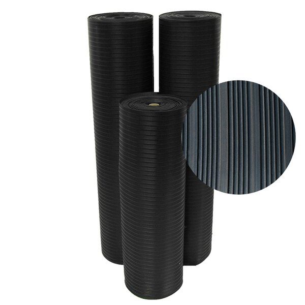 Rubber-Cal Composite-Rib Floor Mat, 1/8 in thick, Black - 03-167-CO-P