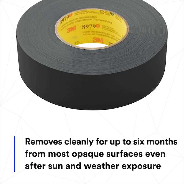 3M Duct Tape, 2 In x 60 yd, 12.6 mil, Black - 8979