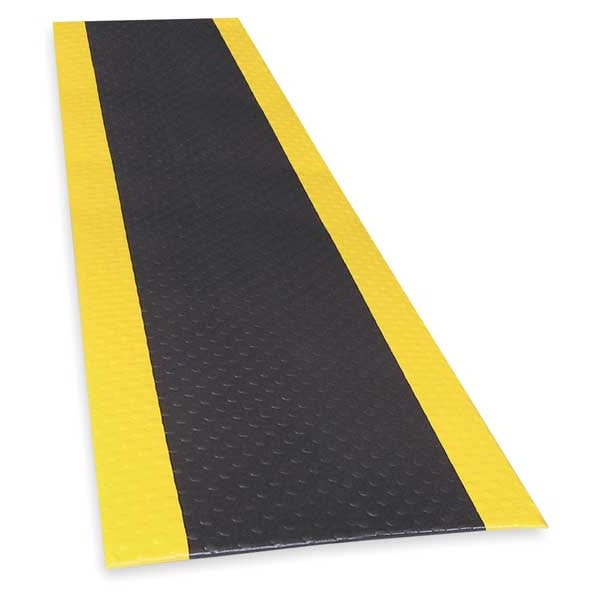 Notrax Antifatigue Mat, 12 ft. L x 3 ft. W, 1/2" Thickness, Closed Cell PVC Foam, Bubble, Black/Yellow - 417S0312BY