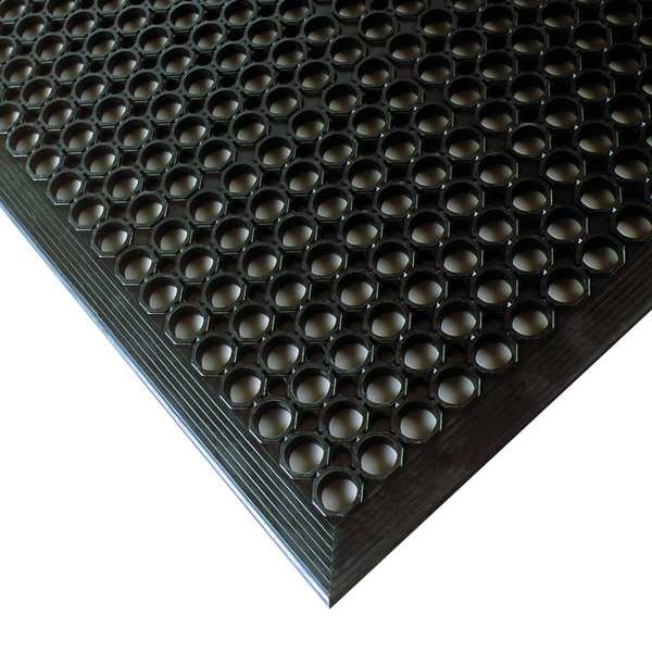 Notrax Antifatigue Mat, Mini Diamond Studded Top, 3 ft x 5 ft, 1/2 in Thick, Beveled Edge, Natural Rubber - 562S0035BL