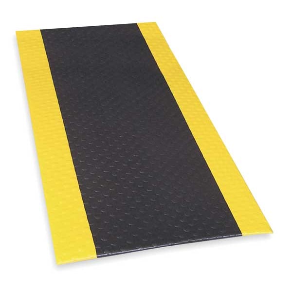 Notrax Antifatigue Mat, 5 ft. L x 3 ft. W, 1/2" Thickness, Closed Cell PVC Foam, Bubble, Black/Yellow - 417S0035BY