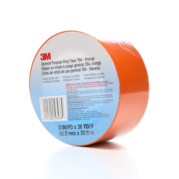 3M Vinyl Tape, 5.0 Mil, 2"x36 yds, Yellow, PK24 - T967764Y