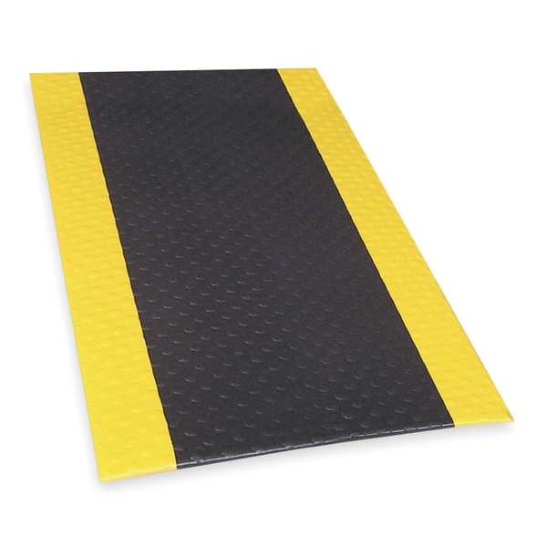 Notrax Antifatigue Mat, 3 ft. L x 2 ft. W, 1/2" Thickness, Closed Cell PVC Foam, Bubble, Black/Yellow - 417S0023BY